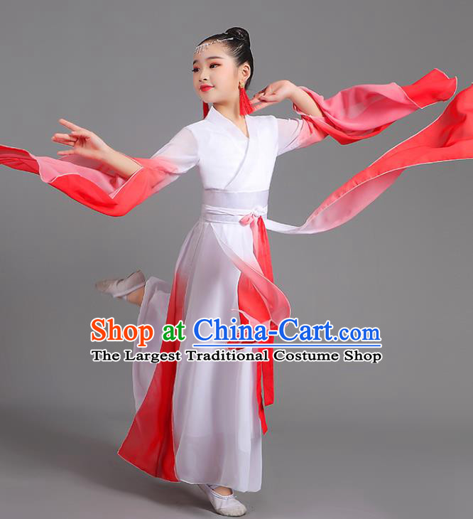 Chinese Professional Classical Dance Red Dress Children Stage Performance Garment Costume Water Sleeve Clothing