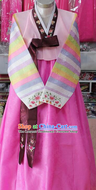 Korea Stripes Costume Korean Bride Pink Dress Traditional Hanbok