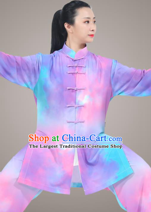 Chinese Martial Arts Competition Clothing Tai Chi Lilac Outfit Top Kung Fu Costumes Tai Ji Competition Uniform