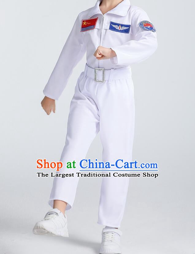 Chinese Space Field Officers Uniform Modern Dance White Suit Stage Performance Clothing Spaceman Dance Costume