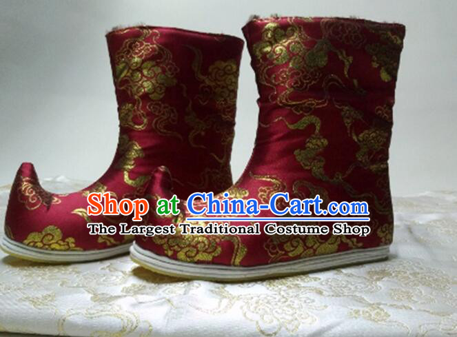 Chinese Ancient Princess Embroidered Boots Hanfu Boots Traditional Satin Boots Handmade Shoes