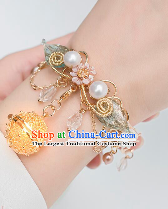 Chinese Traditional Golden Sachet Jewelry Ancient Princess Bracelet Handmade Hanfu Fairy Bangle
