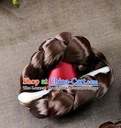 Korean Traditional Braid Wig Hanbok Hair Bun Handmade Court Headpiece