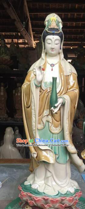 26 inches Guanyin Statue Arts  Chinese Mother Buddha Porcelain Sculpture Handmade Shi Wan Guan Yin Ceramic Figurine