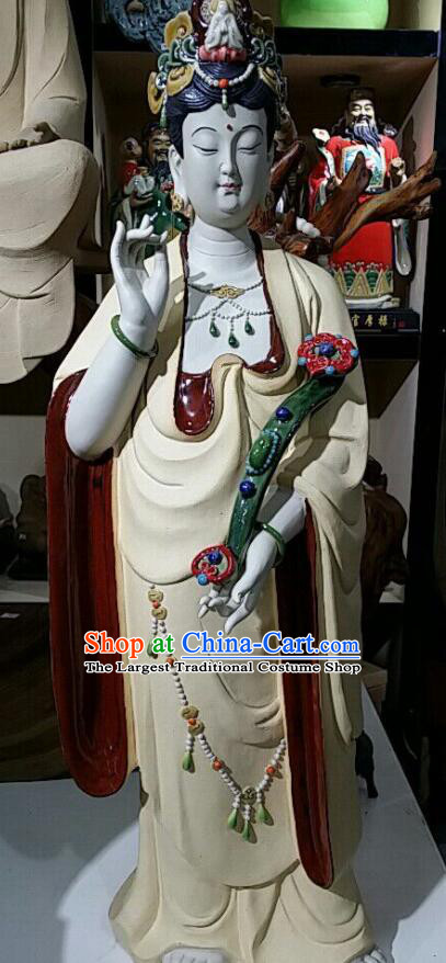 28 inches Standing Guanyin Statue Chinese Mother Buddha Porcelain Arts Handmade Shi Wan Guan Yin Ceramic Figurine