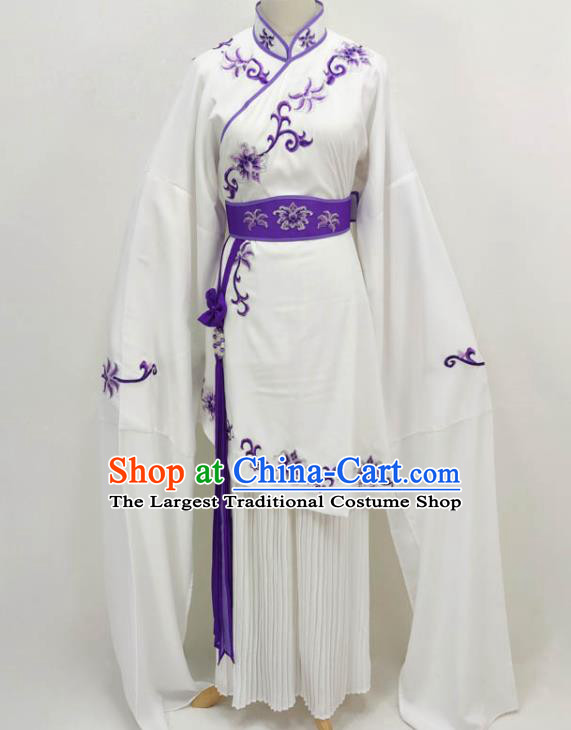 Chinese Shaoxing Opera Actress Clothing Peking Opera Diva Garment Costume Ancient Rich Lady White Dress