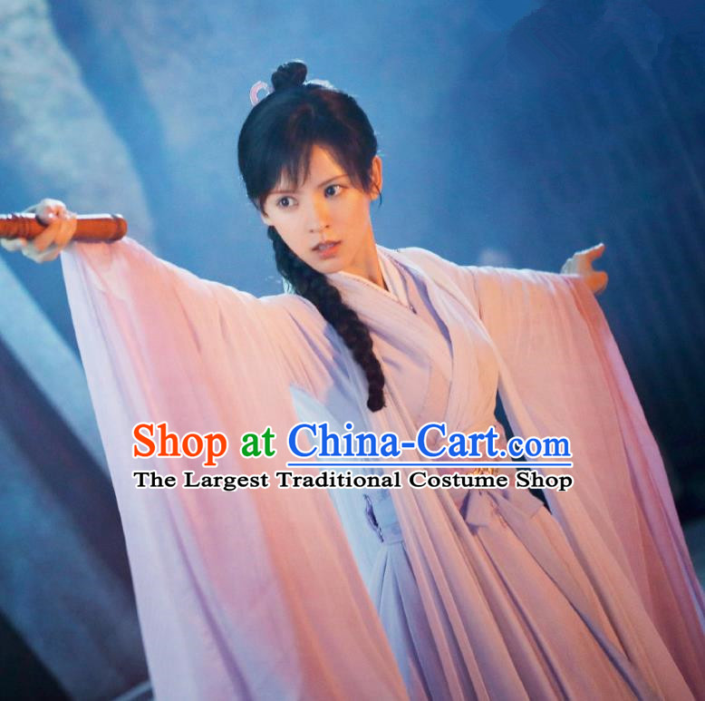 Chinese Ancient Young Beauty Clothing Traditional Wuxia Swordswoman Garment Costumes TV Series Love and Redemption Chu Ling Long Pink Dress