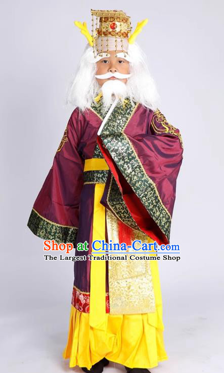 Top Children Halloween Fancy Ball Costume Cosplay King Red Outfit Journey to the West King of the Eastern Seas Ao Guang Clothing