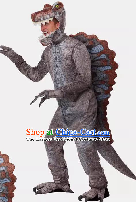 Top Halloween Party Costume Stage Performance Jurassic Dinosaur Clothing Cosplay Spinosaurus Brown Outfit