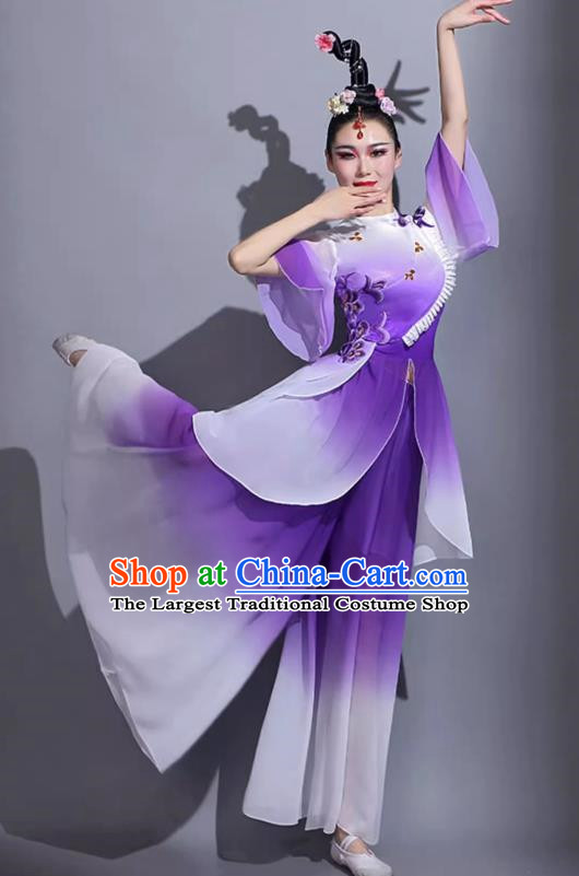 Purple Classical Dance Costumes Female Fan Dance Costumes Square Dance Suits Jiaozhou Yangko Dance Costumes Stage Costumes