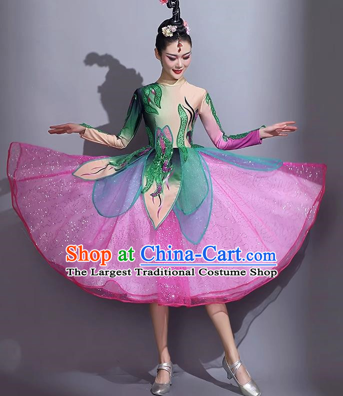 Modern Dance Short Skirt Performance Costume Mid Length Dance Skirt Opening Dance Costume Backup Dance Square Dance Competition Fan Dance
