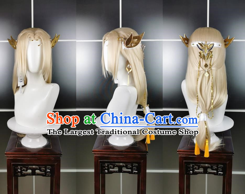 Shanting Yanyueguo Jin Zhengtai Wig Headdress Jiansan Cosplay Wig Headgear Blonde Hair