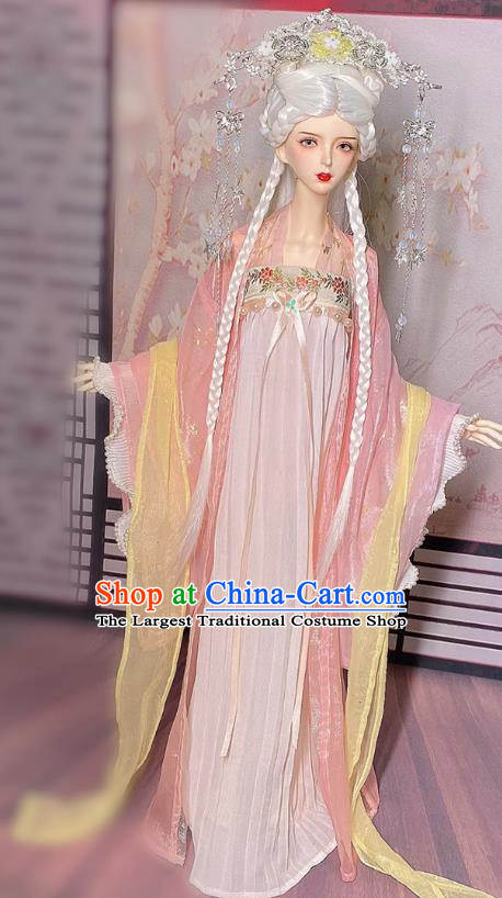 Top Super Dollfie Hanfu Clothing Customize Ancient Girl Light Pink Ruqun Dress Handmade BJD Costume