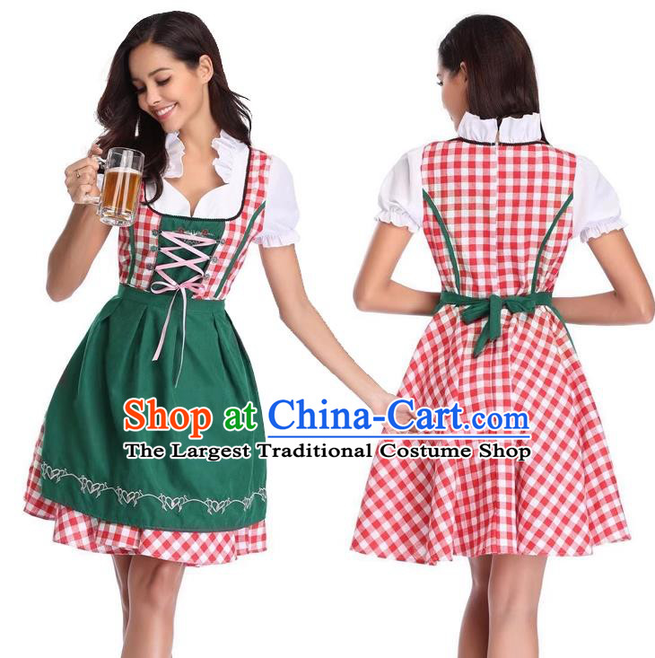 European Munich Stage Performance Costume Traditional Bavarian Clothing German Beer Waitress Green Dress
