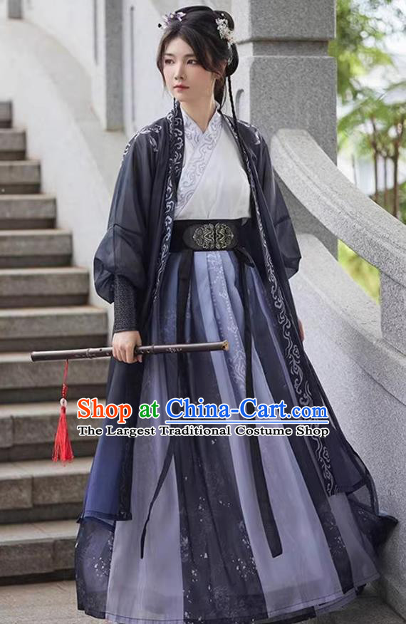 China Ancient Swordsman Costumes Song Dynasty Young Hero Hanfu Large Size Waist Length Design Clothing