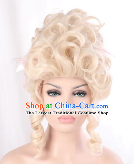 Fluffy European And American Queen Sand Apricot Color Slightly Curly High Temperature Wire Dance Cosplay Cos Wig