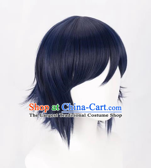 Cos Mixed Blue Male Short Hair Straight Hair Anime Wig