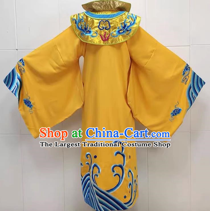 Golden Drama Costumes Ancient Costumes Shaoxing Opera Huangmei Opera Niche Embroidered Dragons Water Legs Large Cuffs Qinghe King Dragon Robe Emperor Prince Clothes