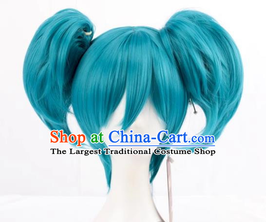 Cosplay Sally Face Sally  Face Mixed With Blue Lake Blue Twin Ponytails Anime Wig