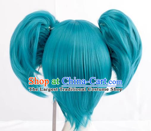 Cosplay Sally Face Sally  Face Mixed With Blue Lake Blue Twin Ponytails Anime Wig