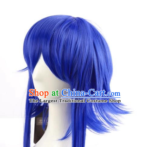 Gumi Color Changing Version Of Sapphire Blue Sideburns Lengthened And Turned Up VOCALOID Cosplay Short Wig