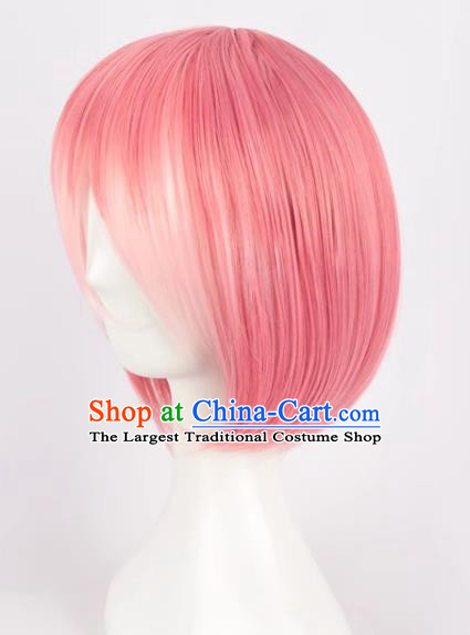 A Different World From Scratch Gradient Pink Maid Ram Adult Short Hair Cos Wig