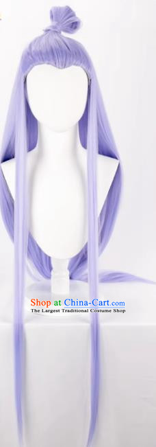 Nezha  Demon Boy Comes To The World Ao Bingbing Blue Purple Beauty Peak Ancient Costume Long Straight Hair Cos Wig