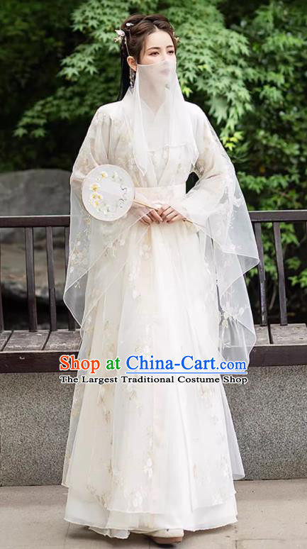 China Ancient Goddess Costume Traditional Hanfu San Sheng San Shi Bai Qian Clothing Fairy Dress