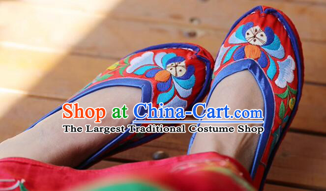 Top Wedding Shoes Handmade Red Satin Shoes Traditional Embroidered Shoes