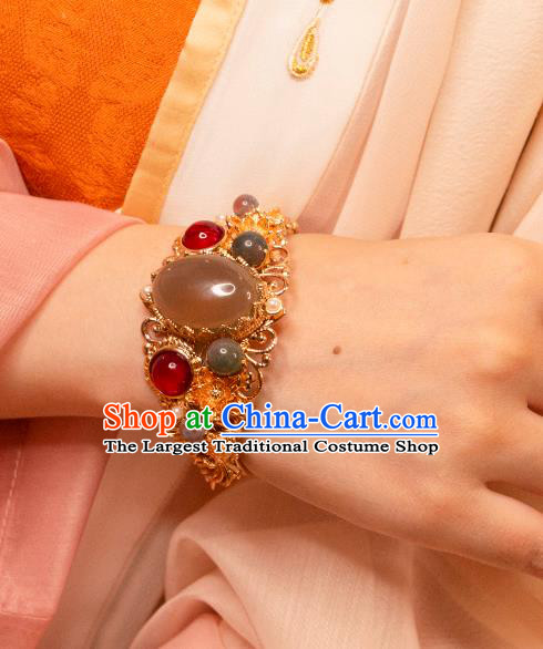 China Ancient Empress Bracelet Tang Dynasty Princess Gem Wristlet Handmade Hanfu Jewelry