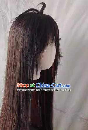 Highlight Gradient Wig Two Color Genshin Impact Zhongli Style Custom Made Front Hook Lace Orange Brown COS