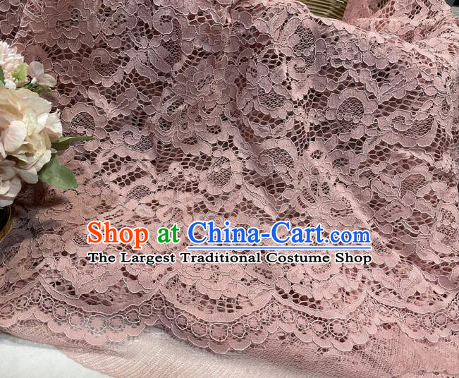 Top Costume Cloth Dress Lace Fabric Hollowed Out Peony Pattern Pink Lace Material