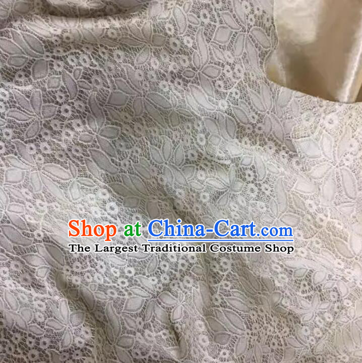 Top Costume Stretch Cloth Dress Beige Lace Fabric Hollowed Out Flower Pattern Lace Material