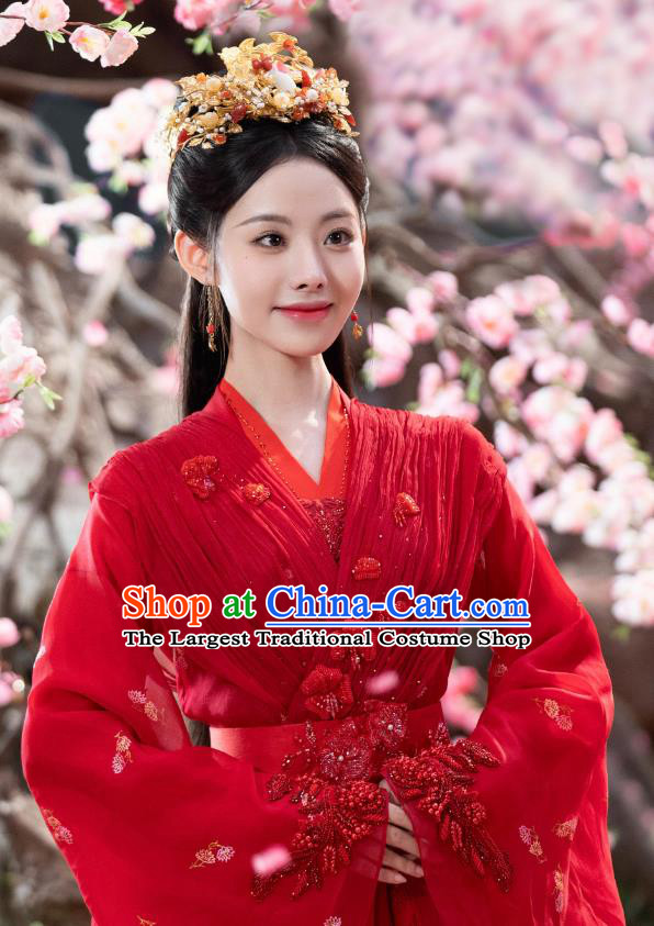 Chinese Xian Xia Drama Chong Zi Changsheng Palace Queen Gong Keran Wedding Costumes Ancient Princess Red Dress Clothing