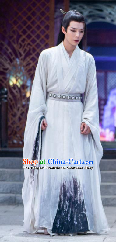 China Ancient Warrior White Outfit TV Series Chong Zi Demon Master Mu Yu Clothing