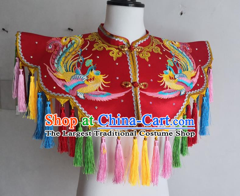 China Nuo Opera Er Lang God Clothing Embroidered Red Cappa Fiesta Parade Costume Yunjian Cloud Shoulder
