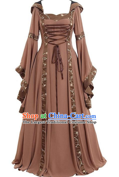 Plus Size Medieval Square Collar Flare Sleeve Full Skirt