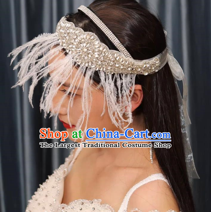 Vintage Luxury Dinner Party Feather Tassel Rhinestone Tiara Wedding Accessories Hair Accessories