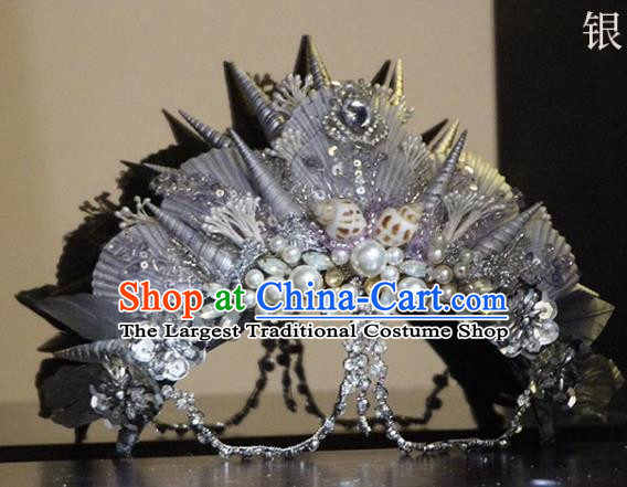 Natural Shell Mermaid Crown Series Fantasy Mermaid Crown Headdress Silver Purple Shell Crown