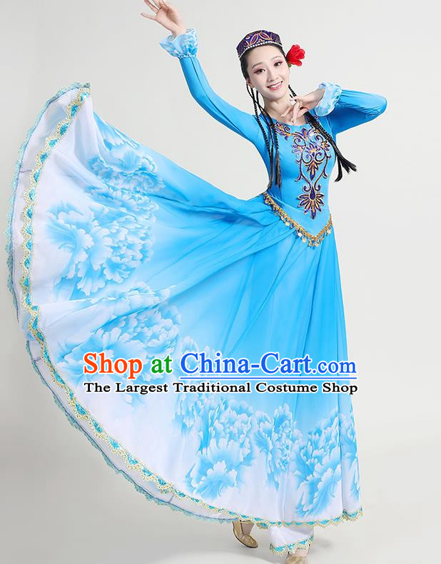Xinjiang Dance Performance Costume New Uyghur Opening Dance Big Swing Skirt Art Test Practice Skirt Uyghur Dance Costume