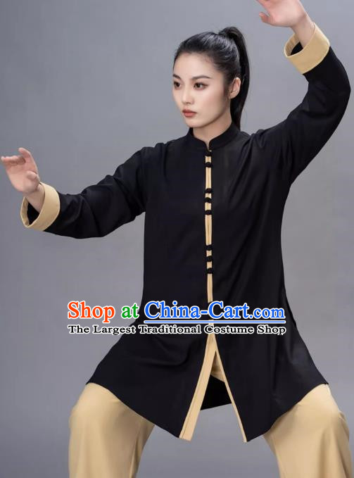Contrasting Color Fashion Tai Chi Clothing Loose Mid Length Performance Clothing Chinese Style