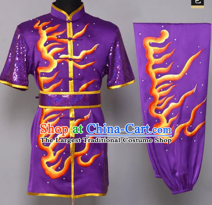 Martial Arts Clothing Embroidery Performance Clothing Flame Changquan Clothing Nanquan Clothing Practice Clothing Chinese Style
