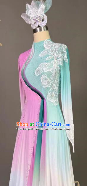 Classical Dance Performance Costume Female Elegant Fan Dance Suit Chinese Style Classical Qingshui Hibiscus Yangko Dance Skirt