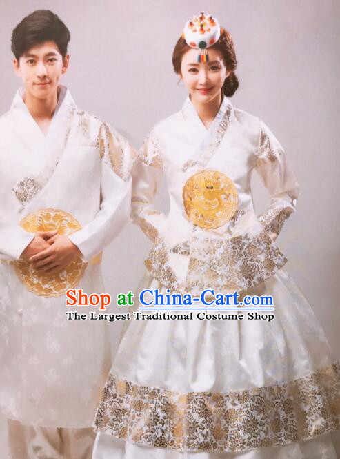Korean Traditional Wedding Fashion 2 Sets Wedding Hanboks Bride and Groom Costumes
