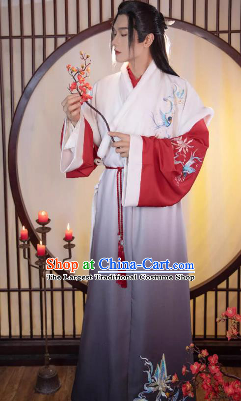 Chinese Song Dynasty Prince Garment Costumes Traditional Hero Hanfu Ancient Swordsman Winter Clothing