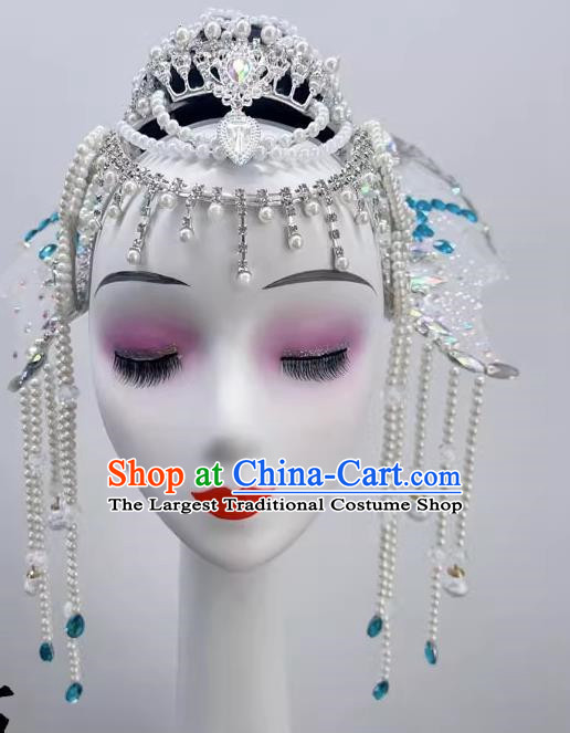 Modern Dance Mermaid Dance Headdress New Heavy Industry Beaded Tassel Forehead Chain Exotic Dance Headdress