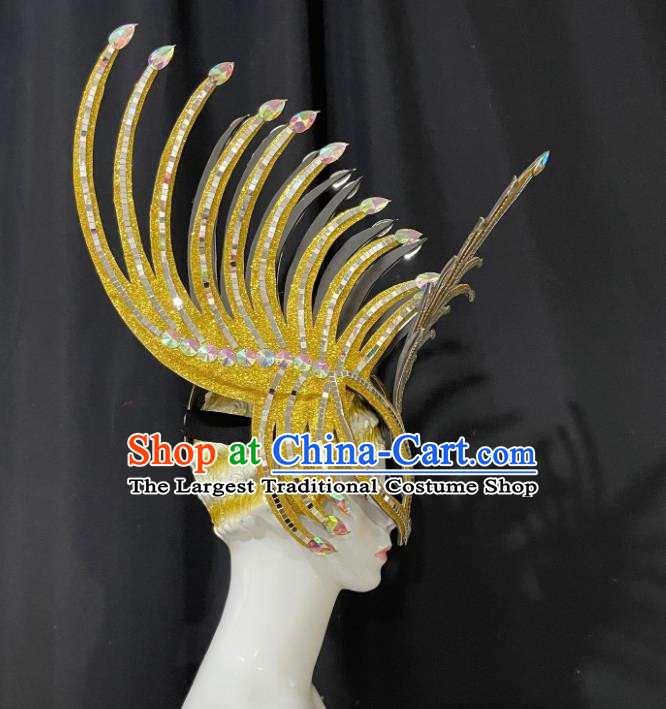 Golden Mask Prologue Performance Show Feather Headdress Dance Team Samba Costumes Carnival Halloween