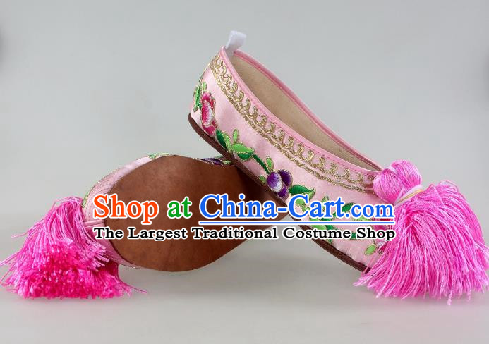 Embroidered Shoes Opera Color Shoes Cowhide Flat Classical Dance Huadan Shoes Stage Performance Women Shoes