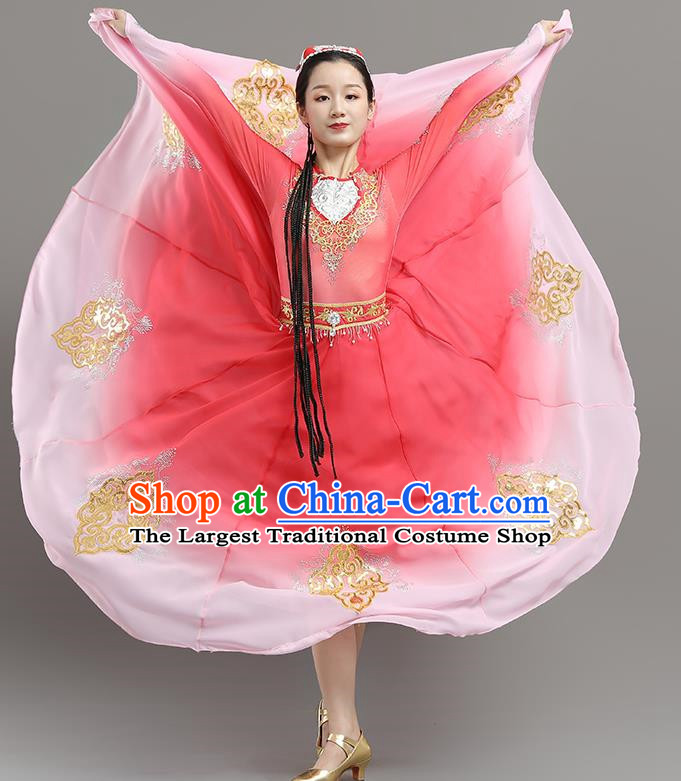 China Xinjiang Dance Opening Dance Skirt Elegant Gradient Color Large Skirt Performance Clothing Self Cultivation Practice Performance Examination Performance Clothing