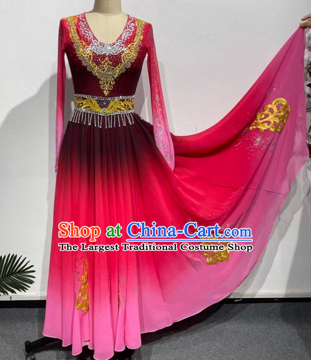 Wu Er Uyghur China Xinjiang Dance Costume National Performance Costume Art Test Practice Elegant Large Skirt